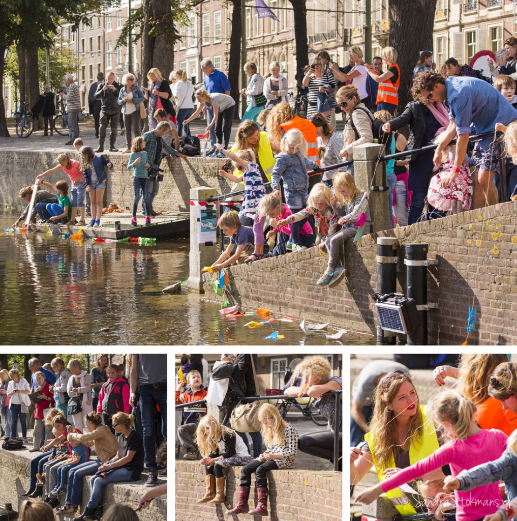 Kinderen laten hun bootjes te water bij initiatief van Liesje Doet, evenement fotografie Sandra Stokmans