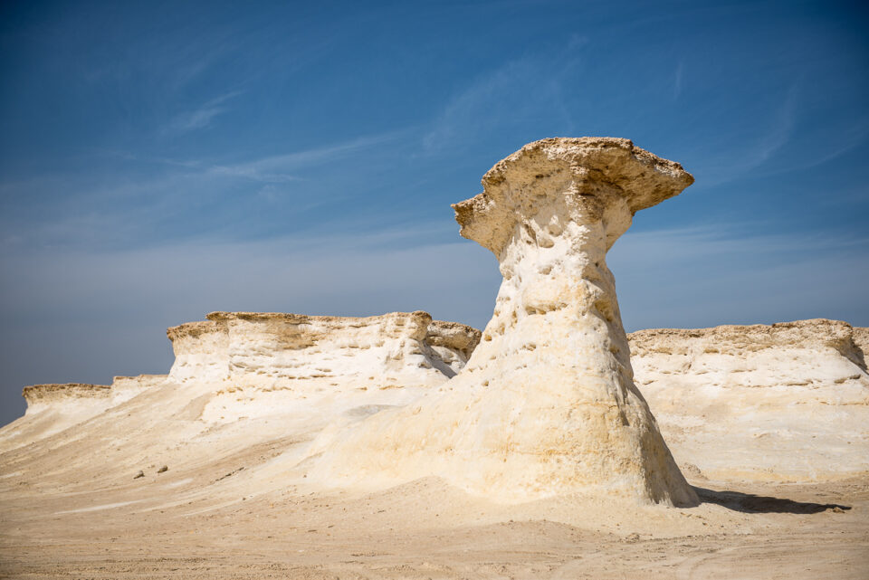 Prachtige rotsformatie in Zekrit, Qatar, landschapsfotografie, reisfotografie Sandra Stokmans Fotografie