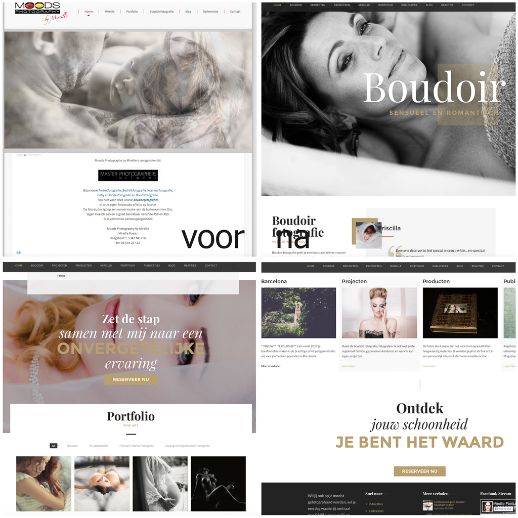 Website maken in Wordpress door Sandra Stokmans Fotografie, voor en na plaatjes