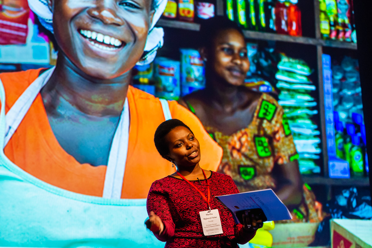 Martha Mghendi opening the EWPN Conference at the RAI in Amsterdam, with event photographer Sandra Stokmans