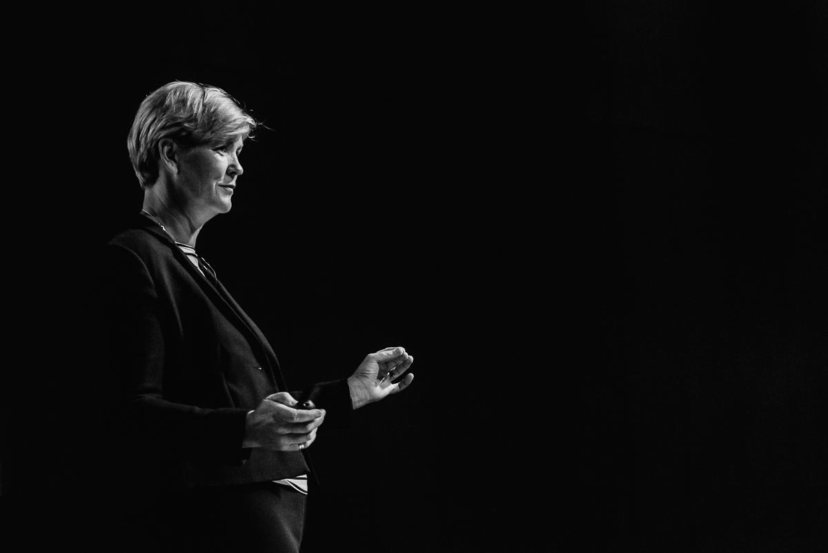 Portrait of keynote speaker Mandy Hickson about being a former Tornado GR4 Pilot, with event photographer Sandra Stokmans